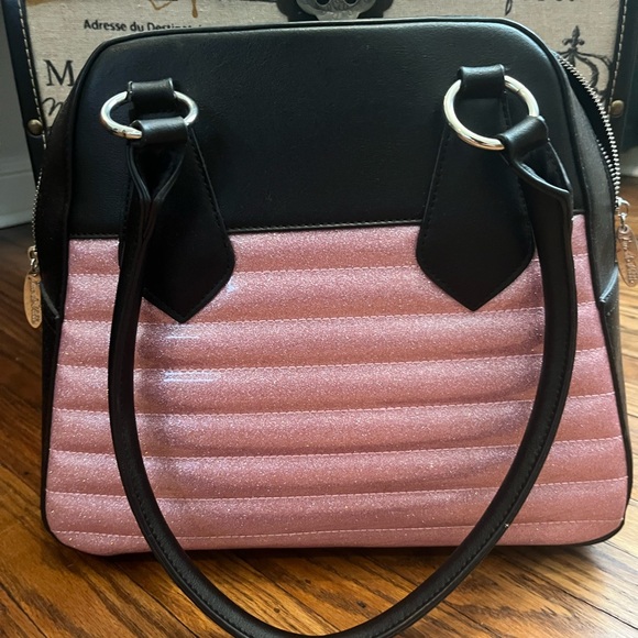 Lux de Ville Glittery Pink and Black Blast Off Tote - Picture 2 of 6